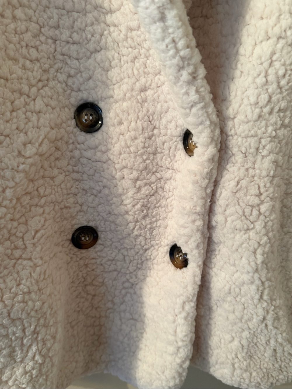 Cozy Cream Teddy Peacoat Jacket by Grace & Vogue - Picture 6 of 7